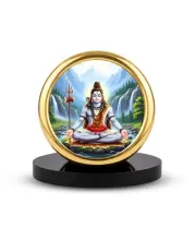 Car Desk/Table Top Lord Shiva Metal Golden Photo Stand  2x2 Inches, Compact & Stylish Spiritual Display For Car, Home & Office (Pack Of 1) (F18758)