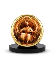 Car Desk/Table Top Shivaji Maharaj Metal Golden Photo Stand  2x2 Inches, Compact & Stylish Spiritual Display For Car, Home & Office (Pack Of 1) (F18759)