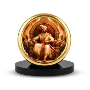 Car Desk/Table Top Shivaji Maharaj Metal Golden Photo Stand 2x2 Inches, Compact & Stylish Spiritual Display For Car, Home & Office (Pack Of 1) (F18759) Car Desk/Table Top Shivaji Maharaj Metal Golden Photo Stand 2x2 Inches, Compact & Stylish Spiritual Display For Car, Home & Office (Pack Of 1) (F18759)
