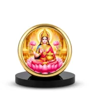 Car Desk/Table Top Goddess Lakshmi Metal Golden Photo Stand  2x2 Inches, Compact & Stylish Spiritual Display For Car, Home & Office (Pack Of 1) (F18760)