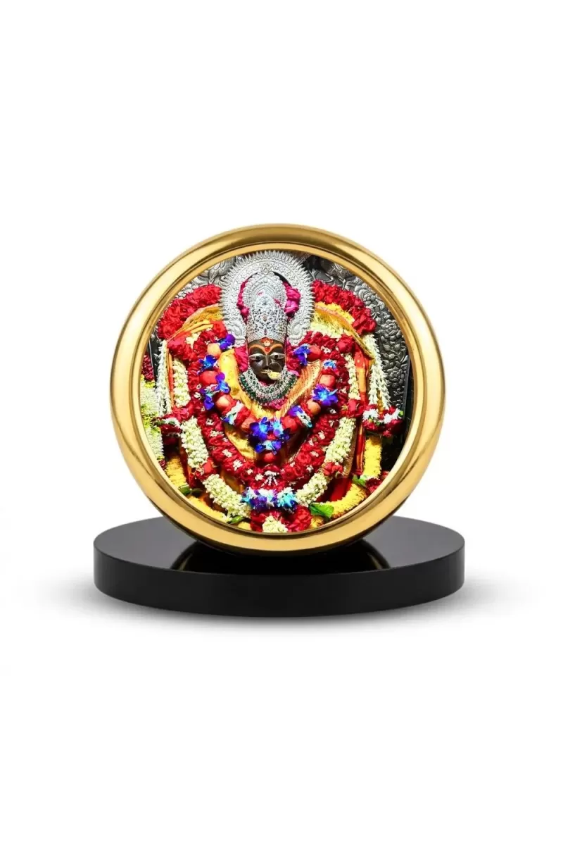 Car Desk/Table Top Maa Kali Metal Golden Photo Stand  2x2 Inches, Compact & Stylish Spiritual Display For Car, Home & Office (Pack Of 1) (F18762)