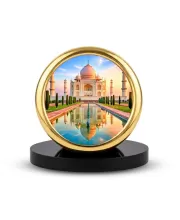 Car Desk/Table Top Beautiful Tajmahal Metal Golden Photo Stand  2x2 Inches, Compact & Stylish Spiritual Display For Car, Home & Office (Pack Of 1) (F18767)