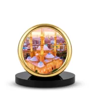 Car Desk/Table Top Mucca Masid Metal Golden Photo Stand  2x2 Inches, Compact & Stylish Spiritual Display For Car, Home & Office (Pack Of 1) (F18768)