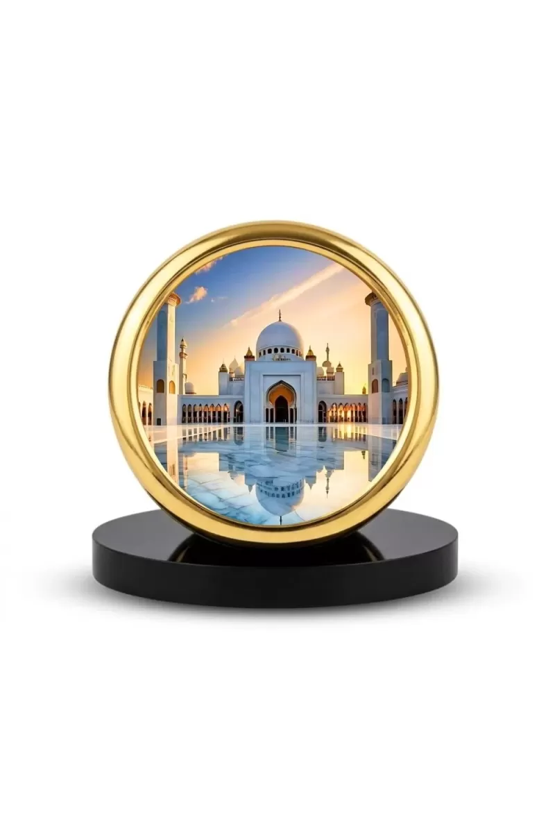 Car Desk/Table Top Mucca Masid Metal Golden Photo Stand  2x2 Inches, Compact & Stylish Spiritual Display For Car, Home & Office (Pack Of 1) (F18770)