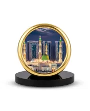 Car Desk/Table Top Mucca Masid Metal Golden Photo Stand  2x2 Inches, Compact & Stylish Spiritual Display For Car, Home & Office (Pack Of 1) (F18771)