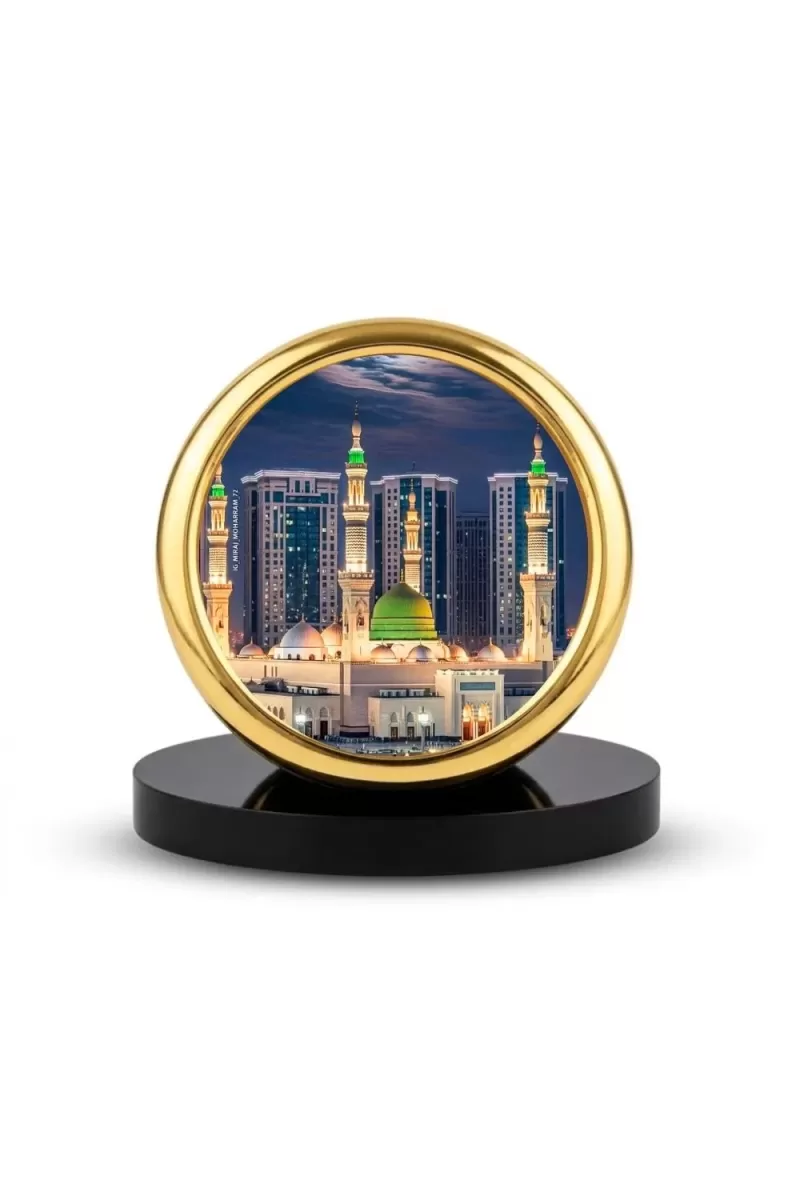 Car Desk/Table Top Mucca Masid Metal Golden Photo Stand  2x2 Inches, Compact & Stylish Spiritual Display For Car, Home & Office (Pack Of 1) (F18771)