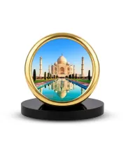 Car Desk/Table Top Beautiful Tajmahal Metal Golden Photo Stand  2x2 Inches, Compact & Stylish Spiritual Display For Car, Home & Office (Pack Of 1) (F18773)