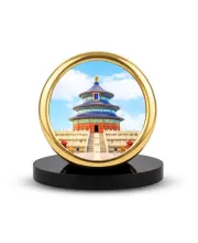 Car Desk/Table Top Beautiful Visiting Place Metal Golden Photo Stand  2x2 Inches, Compact & Stylish Spiritual Display For Car, Home & Office (Pack Of 1) (F18774)