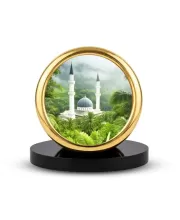 Car Desk/Table Top Mucca Masid Metal Golden Photo Stand  2x2 Inches, Compact & Stylish Spiritual Display For Car, Home & Office (Pack Of 1) (F18775)