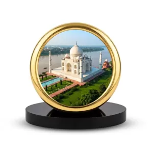Car Desk/Table Top Beautiful Tajmahal Metal Golden Photo Stand 2x2 Inches, Compact & Stylish Spiritual Display For Car, Home & Office (Pack Of 1) (F18776) Car Desk/Table Top Beautiful Tajmahal Metal Golden Photo Stand 2x2 Inches, Compact & Stylish Spiritual Display For Car, Home & Office (Pack Of 1) (F18776)
