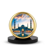Car Desk/Table Top Mucca Masid Metal Golden Photo Stand  2x2 Inches, Compact & Stylish Spiritual Display For Car, Home & Office (Pack Of 1) (F18777)