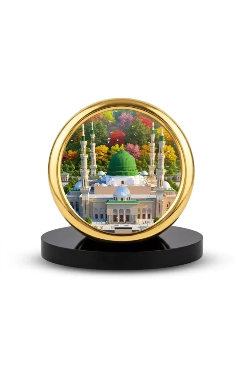Car Desk/Table Top Mucca Masid Metal Golden Photo Stand  2x2 Inches, Compact & Stylish Spiritual Display For Car, Home & Office (Pack Of 1) (F18778)