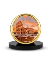 Car Desk/Table Top Visiting Place Rome Metal Golden Photo Stand  2x2 Inches, Compact & Stylish Spiritual Display For Car, Home & Office (Pack Of 1) (F18779)