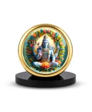 Car Desk/Table Top Lord Shiva Metal Golden Photo Stand  2x2 Inches, Compact & Stylish Spiritual Display For Car, Home & Office (Pack Of 1) (F18780)