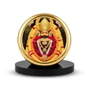 Car Desk/Table Top Khatu Shyam Metal Golden Photo Stand  2x2 Inches, Compact & Stylish Spiritual Display For Car, Home & Office (Pack Of 1) (F18781)