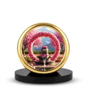 Car Desk/Table Top Lingam Metal Golden Photo Stand  2x2 Inches, Compact & Stylish Spiritual Display For Car, Home & Office (Pack Of 1) (F18782)
