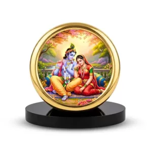 Car Desk/Table Top Radha Krishna Metal Golden Photo Stand 2x2 Inches, Compact & Stylish Spiritual Display For Car, Home & Office (Pack Of 1) (F18783) Car Desk/Table Top Radha Krishna Metal Golden Photo Stand 2x2 Inches, Compact & Stylish Spiritual Display For Car, Home & Office (Pack Of 1) (F18783)