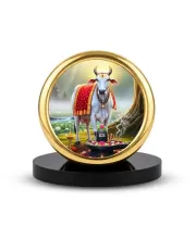 Car Desk/Table Top Gomatha And Lingam Metal Golden Photo Stand  2x2 Inches, Compact & Stylish Spiritual Display For Car, Home & Office (Pack Of 1) (F18784)