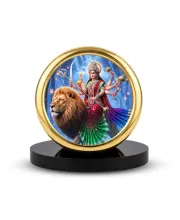 Car Desk/Table Top Durga Matha Metal Golden Photo Stand  2x2 Inches, Compact & Stylish Spiritual Display For Car, Home & Office (Pack Of 1) (F18785)