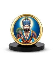 Car Desk/Table Top Khatu Shyam Metal Golden Photo Stand  2x2 Inches, Compact & Stylish Spiritual Display For Car, Home & Office (Pack Of 1) (F18787)