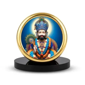 Car Desk/Table Top Khatu Shyam Metal Golden Photo Stand  2x2 Inches, Compact & Stylish Spiritual Display For Car, Home & Office (Pack Of 1) (F18787)