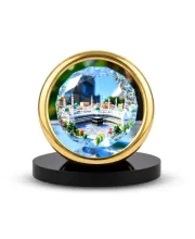 Car Desk/Table Top Mucca Masid Metal Golden Photo Stand  2x2 Inches, Compact & Stylish Spiritual Display For Car, Home & Office (Pack Of 1) (F18792)