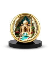 Car Desk/Table Top Mucca Masid Metal Golden Photo Stand  2x2 Inches, Compact & Stylish Spiritual Display For Car, Home & Office (Pack Of 1) (F18795)