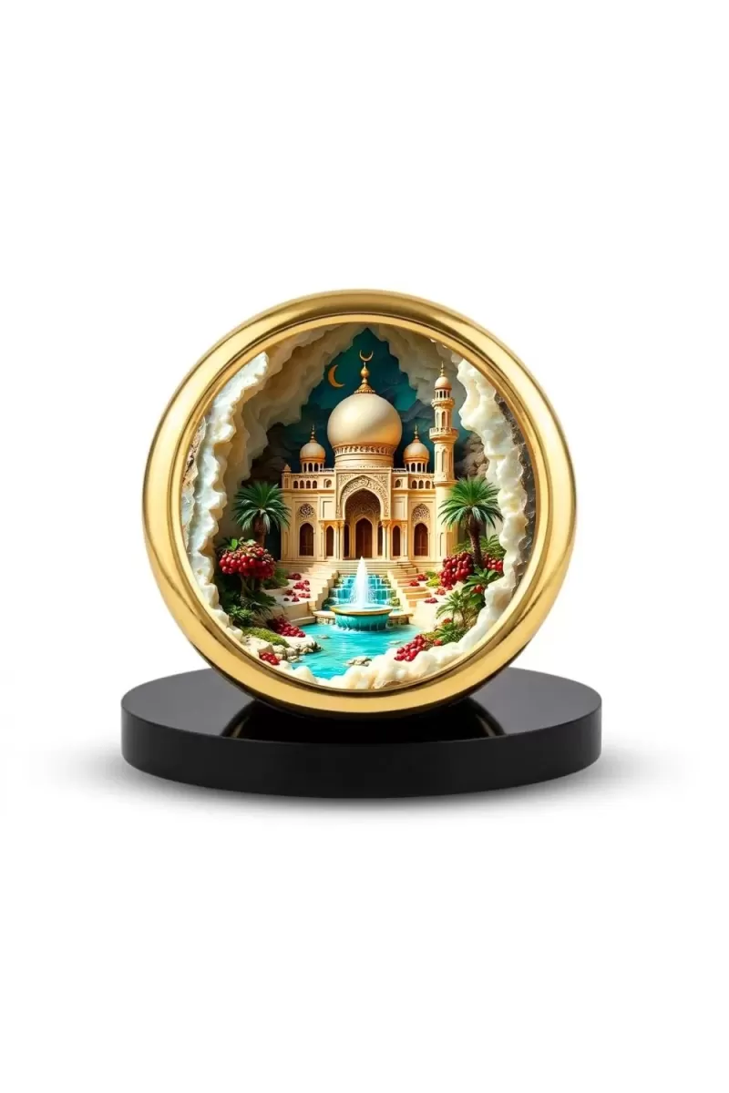 Car Desk/Table Top Mucca Masid Metal Golden Photo Stand  2x2 Inches, Compact & Stylish Spiritual Display For Car, Home & Office (Pack Of 1) (F18795)