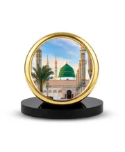 Car Desk/Table Top Mucca Masid Metal Golden Photo Stand  2x2 Inches, Compact & Stylish Spiritual Display For Car, Home & Office (Pack Of 1) (F18797)