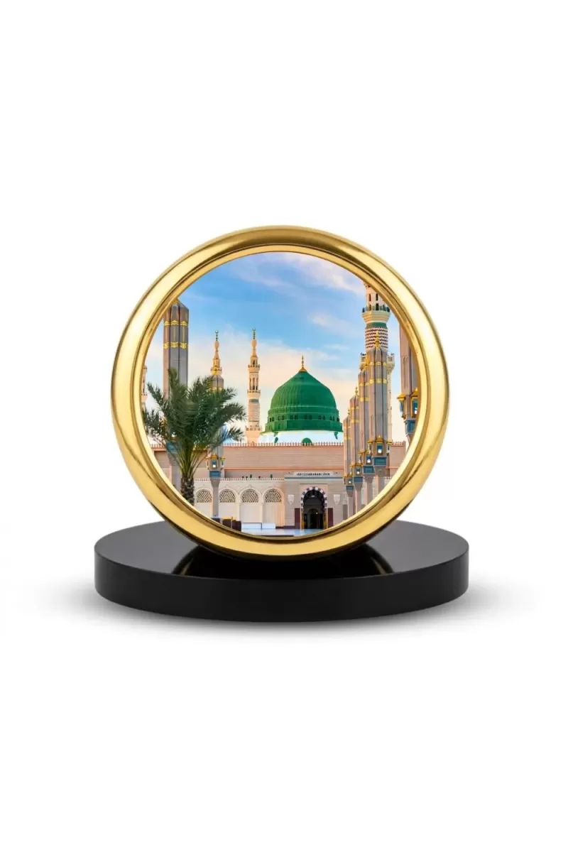 Car Desk/Table Top Mucca Masid Metal Golden Photo Stand  2x2 Inches, Compact & Stylish Spiritual Display For Car, Home & Office (Pack Of 1) (F18797)