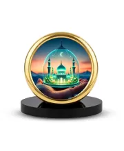 Car Desk/Table Top Mucca Masid Metal Golden Photo Stand  2x2 Inches, Compact & Stylish Spiritual Display For Car, Home & Office (Pack Of 1) (F18798)