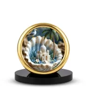 Car Desk/Table Top Mucca Masid Metal Golden Photo Stand  2x2 Inches, Compact & Stylish Spiritual Display For Car, Home & Office (Pack Of 1) (F18800)
