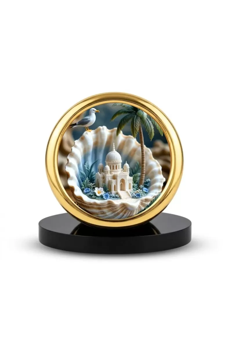 Car Desk/Table Top Mucca Masid Metal Golden Photo Stand  2x2 Inches, Compact & Stylish Spiritual Display For Car, Home & Office (Pack Of 1) (F18800)