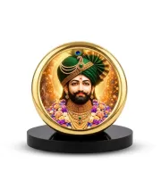 Car Desk/Table Top Khatu Shyam Metal Golden Photo Stand  2x2 Inches, Compact & Stylish Spiritual Display For Car, Home & Office (Pack Of 1) (F18801)
