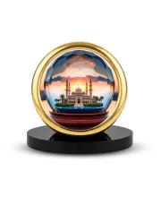 Car Desk/Table Top Mucca Masid Metal Golden Photo Stand  2x2 Inches, Compact & Stylish Spiritual Display For Car, Home & Office (Pack Of 1) (F18802)