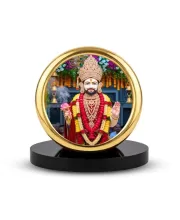 Car Desk/Table Top Khatu Shyam Metal Golden Photo Stand  2x2 Inches, Compact & Stylish Spiritual Display For Car, Home & Office (Pack Of 1) (F18803)