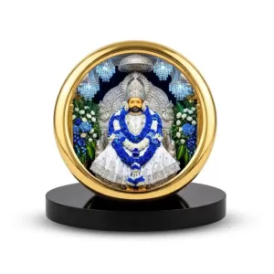 Car Desk/Table Top Khatu Shyam Metal Golden Photo Stand  2x2 Inches, Compact & Stylish Spiritual Display For Car, Home & Office (Pack Of 1) (F18805)