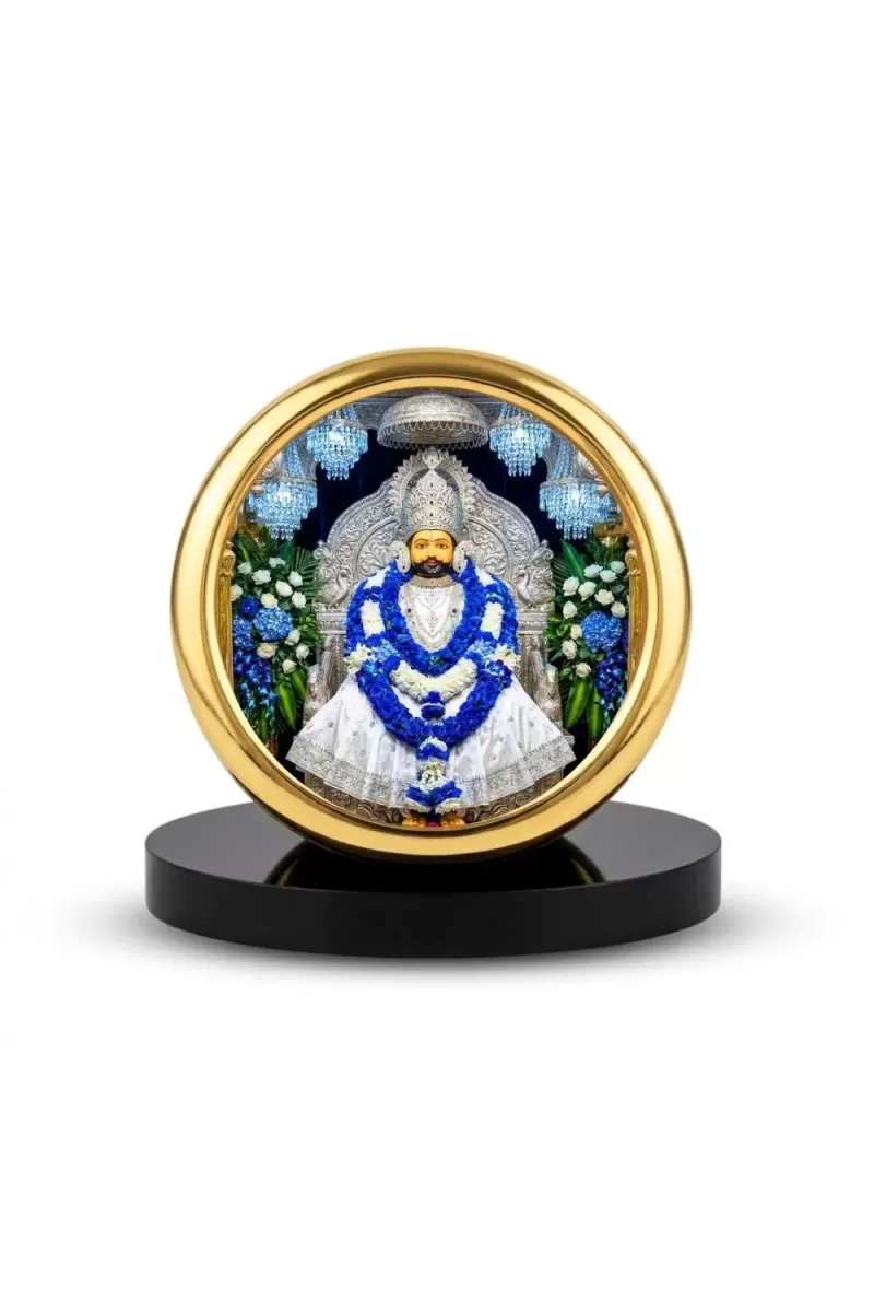 Car Desk/Table Top Khatu Shyam Metal Golden Photo Stand  2x2 Inches, Compact & Stylish Spiritual Display For Car, Home & Office (Pack Of 1) (F18805)