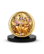 Car Desk/Table Top Radha Krishna Metal Golden Photo Stand  2x2 Inches, Compact & Stylish Spiritual Display For Car, Home & Office (Pack Of 1) (F18807)