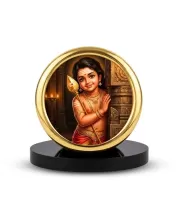 Car Desk/Table Top Lord Murugan Metal Golden Photo Stand  2x2 Inches, Compact & Stylish Spiritual Display For Car, Home & Office (Pack Of 1) (F18808)
