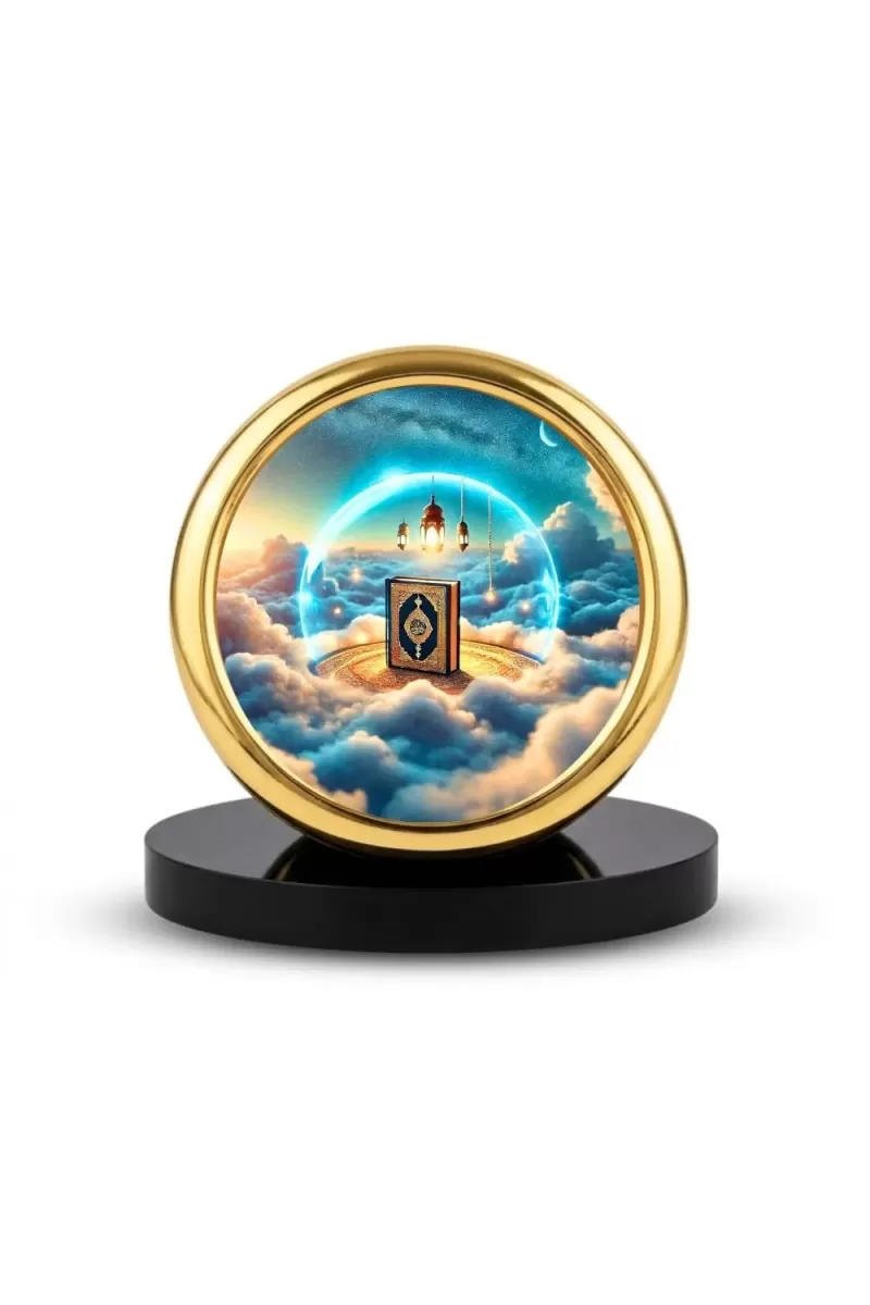Car Desk/Table Top Mucca Masid Metal Golden Photo Stand  2x2 Inches, Compact & Stylish Spiritual Display For Car, Home & Office (Pack Of 1) (F18811)