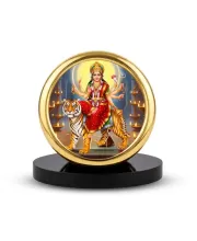 Car Desk/Table Top Durga Matha Metal Golden Photo Stand  2x2 Inches, Compact & Stylish Spiritual Display For Car, Home & Office (Pack Of 1) (F18812)
