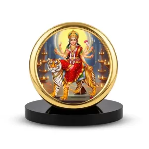 Car Desk/Table Top Durga Matha Metal Golden Photo Stand 2x2 Inches, Compact & Stylish Spiritual Display For Car, Home & Office (Pack Of 1) (F18812) Car Desk/Table Top Durga Matha Metal Golden Photo Stand 2x2 Inches, Compact & Stylish Spiritual Display For Car, Home & Office (Pack Of 1) (F18812)