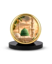Car Desk/Table Top Mucca Masid Metal Golden Photo Stand  2x2 Inches, Compact & Stylish Spiritual Display For Car, Home & Office (Pack Of 1) (F18813)