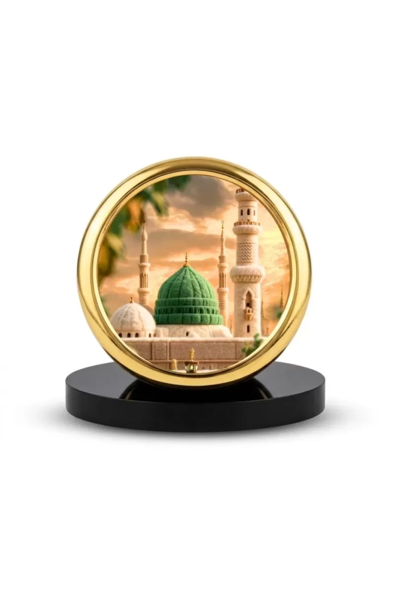 Car Desk/Table Top Mucca Masid Metal Golden Photo Stand  2x2 Inches, Compact & Stylish Spiritual Display For Car, Home & Office (Pack Of 1) (F18813)
