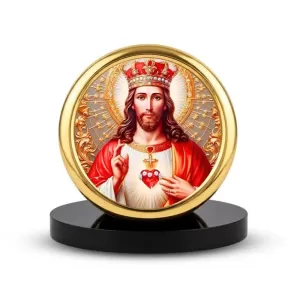 Car Desk/Table Top Lord Jesus Metal Golden Photo Stand 2x2 Inches, Compact & Stylish Spiritual Display For Car, Home & Office (Pack Of 1) (F18814) Car Desk/Table Top Lord Jesus Metal Golden Photo Stand 2x2 Inches, Compact & Stylish Spiritual Display For Car, Home & Office (Pack Of 1) (F18814)