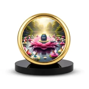 Car Desk/Table Top Shiva Lingam Metal Golden Photo Stand 2x2 Inches, Compact & Stylish Spiritual Display For Car, Home & Office (Pack Of 1) (F18815) Car Desk/Table Top Shiva Lingam Metal Golden Photo Stand 2x2 Inches, Compact & Stylish Spiritual Display For Car, Home & Office (Pack Of 1) (F18815)