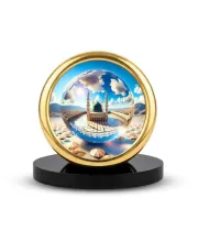 Car Desk/Table Top Mucca Masid Metal Golden Photo Stand  2x2 Inches, Compact & Stylish Spiritual Display For Car, Home & Office (Pack Of 1) (F18816)