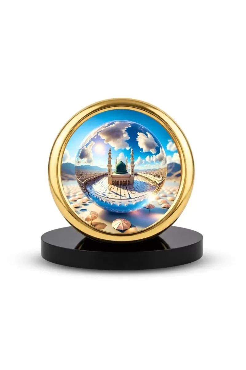 Car Desk/Table Top Mucca Masid Metal Golden Photo Stand  2x2 Inches, Compact & Stylish Spiritual Display For Car, Home & Office (Pack Of 1) (F18816)