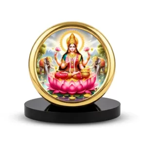 Car Desk/Table Top Goddess Lakshmi Metal Golden Photo Stand  2x2 Inches, Compact & Stylish Spiritual Display For Car, Home & Office (Pack Of 1) (F18818)